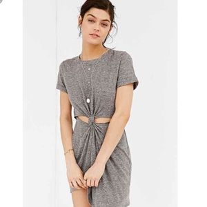 Grey T-Shirt Dress with Slit